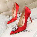 Stunning women's stiletto high heels with rhinestone buckle
