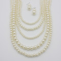 Fashion jewellery wholesale temperament pearl multi-layer women's long necklace