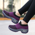 New breathable ladies mesh platform sneakers with knitted upper sock