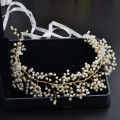 Bridal beauty accessories new pearls handmade high quality metal headband