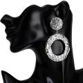 Geometric statement jewellery hollow circle metal drop earrings