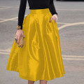 High waist solid colour big swing skirt