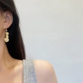 Temperament diamond-studded opal long gourd hook new high-end fashion earrings
