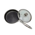 German frying pan 28cm fish steak egg non-stick pan 304 stainless steel glass lid