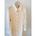 Crochet hollow long sleeve shirt dress