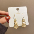 Temperament diamond-studded opal long gourd hook new high-end fashion earrings