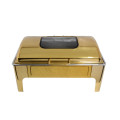 Gold Rectangular Flat Chafing Dish - With Window