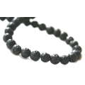 Black Lava bead string, 6mm, round, 40cm