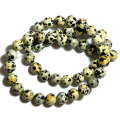 Dalmatian stone bead string, 8mm, round, 40cm