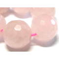 Rose Quartz bead string, faceted, 10mm, round, 40cm