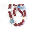 Carnelian Knotted Necklace with White Donut Element 80cm