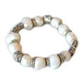 Freshwater pearl (AA) bracelet w cz metal bead, stretchcord
