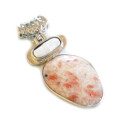 Strawberry quartz mushroom pendant, 30mm incl. bail
