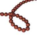 Metallic Red Lava bead string, round, 7mm, 40cm