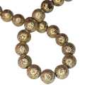Metallic Gold Lava bead string, round, 10mm, 40cm