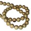 Metallic Gold Lava bead string, round, 10mm, 40cm