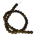 Olive crackled agate bead string, 8mm, Round, 40cm