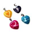 Colored agate heart pendant, assorted, 30mm