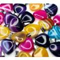 Colored agate heart pendant, assorted, 30mm