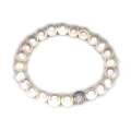 Freshwater pearl (AA) bracelet w cz metal bead, stretchcord