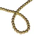 Colored Hematite bead string, metallic bright gold, round, 5mm, 40cm