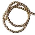 Colored Hematite bead string, gold, round, 5mm, 40cm