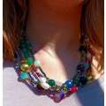 Multi colored gemstone necklace, 4-string, 50cm