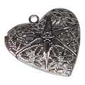 Heart locket pendant, stainless steel, 26mm