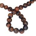 Goldstone w blue swirl bead string, 8mm, round, 40cm