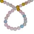 Colored agate bead string, pink, blue, yellow, 6mm, round, 40cm