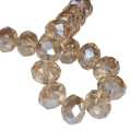 Glass bead string, faceted, rondelle, 9x12mm, topaz, 30cm