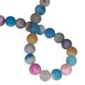 Colored agate bead string, frosted, round, 9mm, 38cm