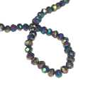 Glass bead string, faceted, rondelle, 4x5mm, aura, 40cm