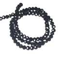 Glass bead string, faceted, rondelle, 4x5mm, black, 40cm