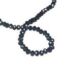 Glass bead string, faceted, rondelle, 4x5mm, navy, 40cm