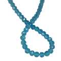 Glass bead string, faceted, rondelle, 4x5mm, aqua, 40cm