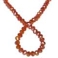 Glass bead string, faceted, rondelle, 4x5mm, burnt orange AB, 40cm