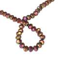 Glass bead string, faceted, rondelle, 4x5mm, metallic plum, 40cm