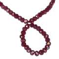 Glass bead string, faceted, rondelle, 4x5mm, maroon AB, 40cm