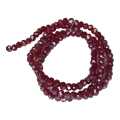 Glass bead string, faceted, rondelle, 4x5mm, maroon AB, 40cm