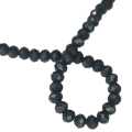 Glass bead string, faceted, rondelle, 4x5mm, midnight blue, 40cm