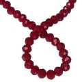Glass bead string, faceted, rondelle, 5x6mm, dark red, 40cm
