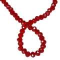 Glass bead string, faceted, rondelle, 4x5mm, red, 40cm