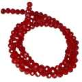 Glass bead string, faceted, rondelle, 4x5mm, red, 40cm