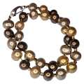 Shell pearl necklace, oval, gold, bronze, chocolate, 45cm