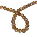 Glass bead string, faceted, rondelle, 3x5mm, amber AB, 40cm