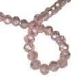 Glass bead string, faceted, rondelle, 5x7mm, pink AB, 40cm