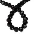 Glass bead string, faceted, rondelle, 6x8mm, black, 40cm