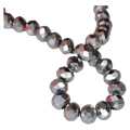 Glass bead string, faceted, rondelle, 6x8mm, silver, 40cm