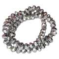 Glass bead string, faceted, rondelle, 5x7mm, silver, 40cm